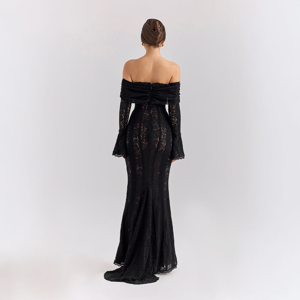 Lissy | Bell Sleeve Lace Off-Shoulder Maxi Dress