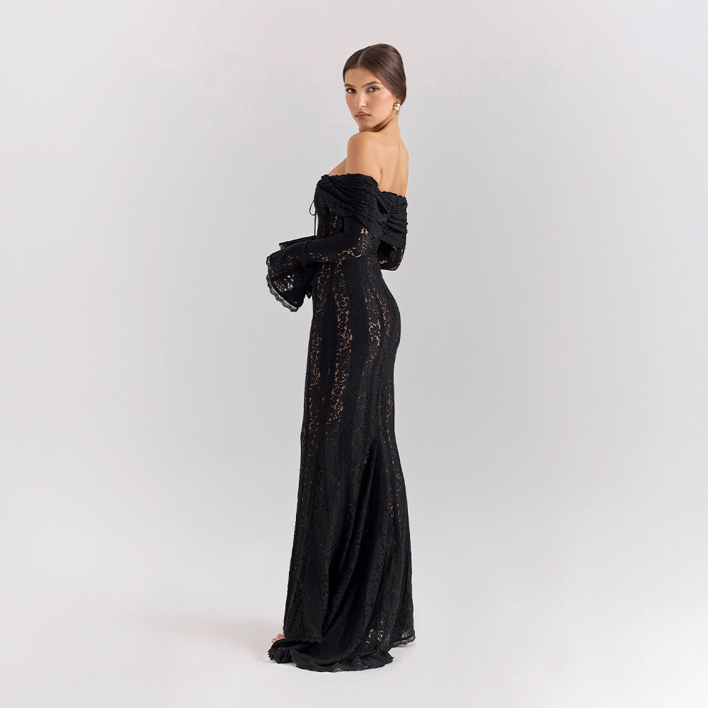 Lissy | Bell Sleeve Lace Off-Shoulder Maxi Dress