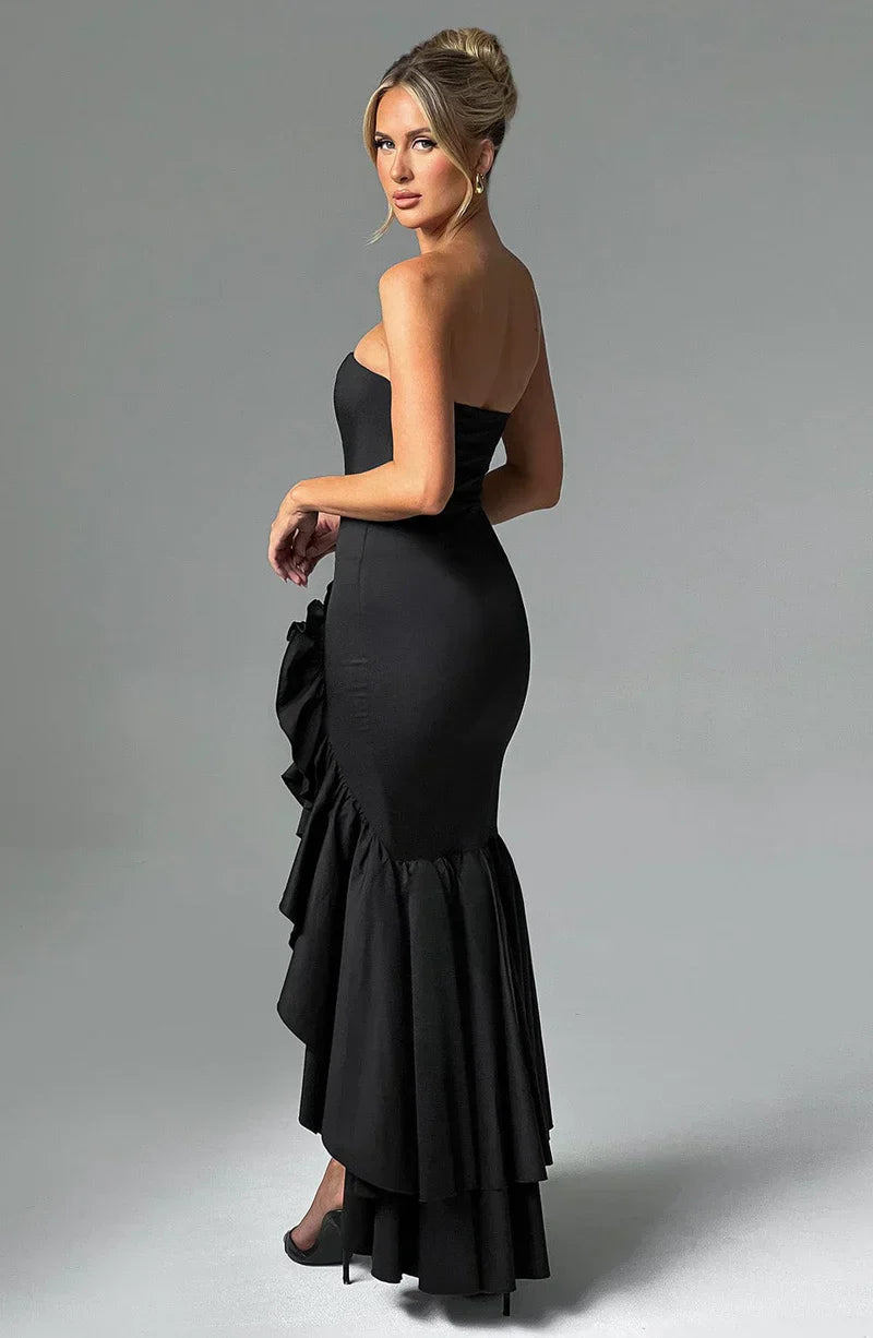 Martyna | Strapless High-Low Ruffle Maxi Dress