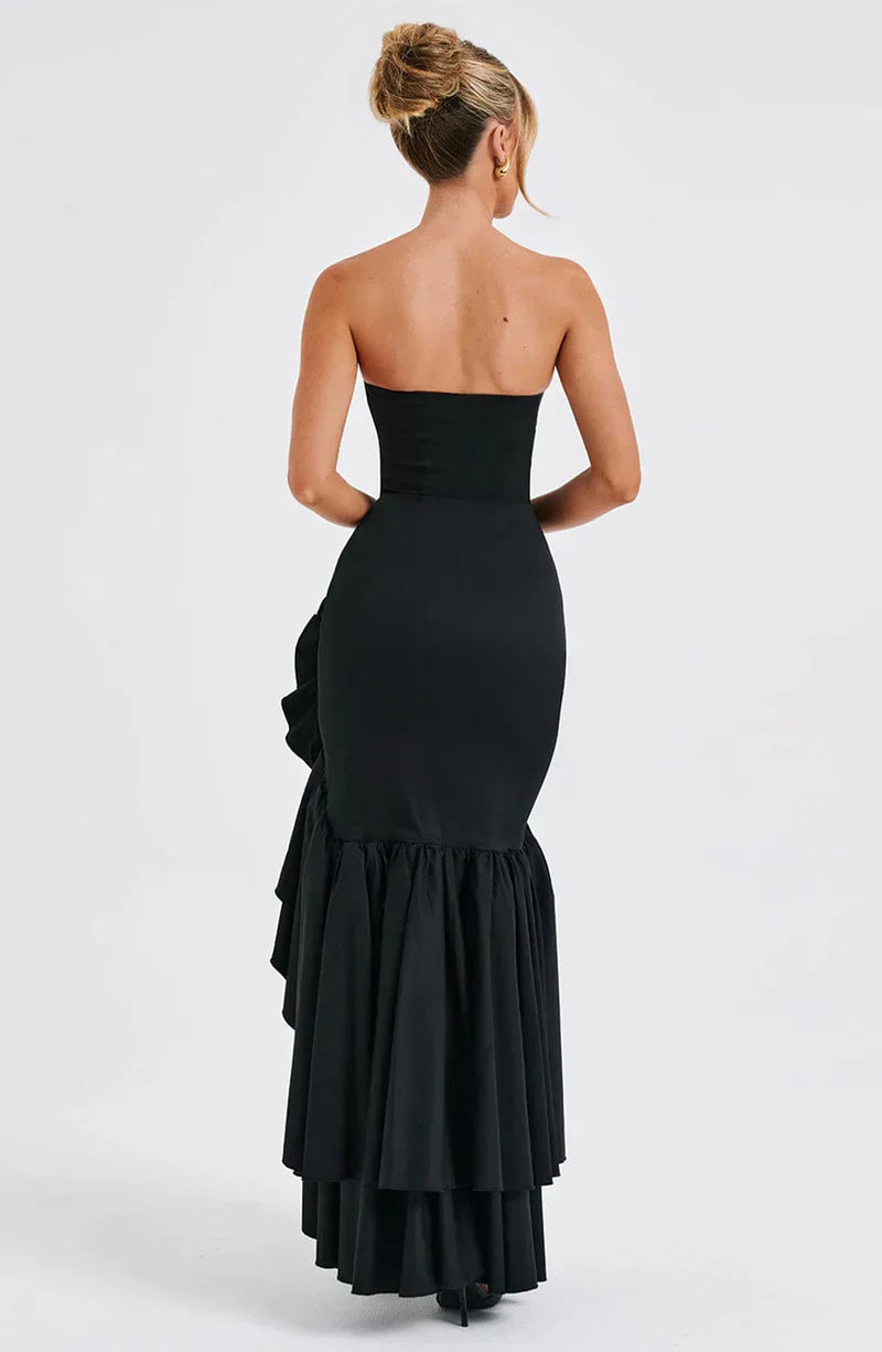 Martyna | Strapless High-Low Ruffle Maxi Dress