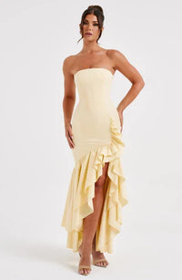 Martyna | Strapless High-Low Ruffle Maxi Dress