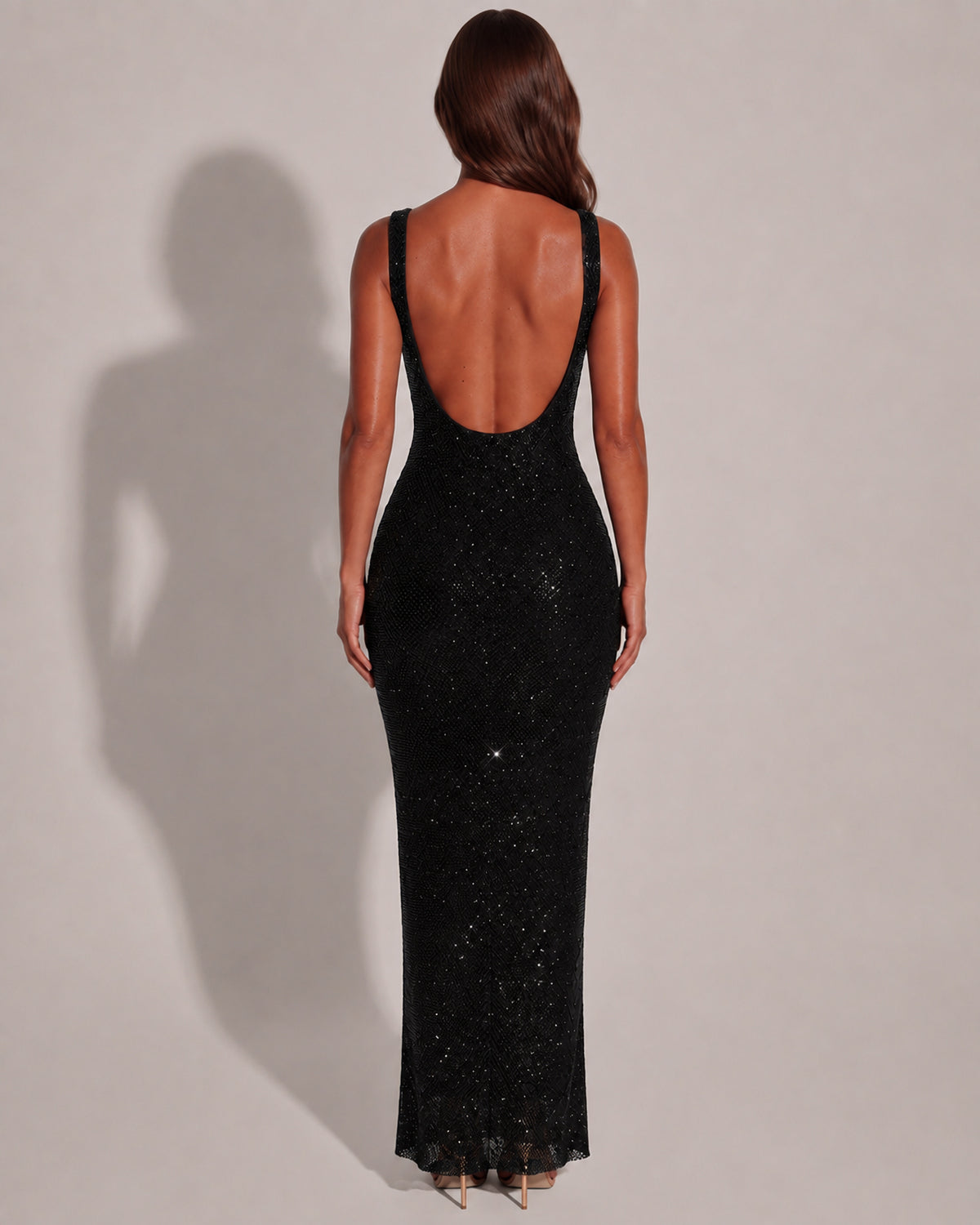 Isabella | Rhinestone Square Neck Maxi Dress