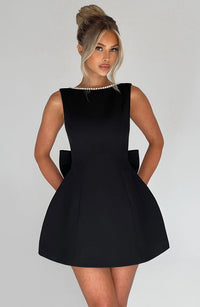Kel | Sleeveless Pearl-Neckline Sculpted Mini Dress