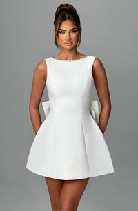 Kel | Sleeveless Pearl-Neckline Sculpted Mini Dress