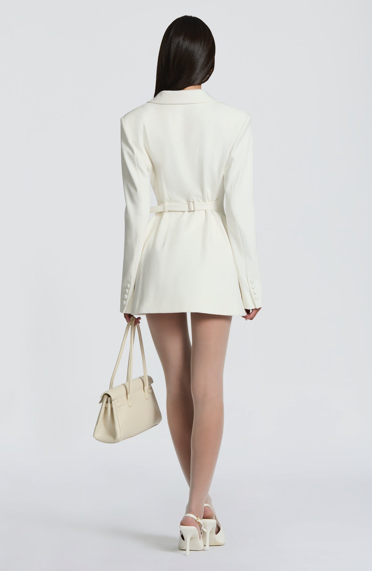 Casey | Structured Sharp Shoulder Plunge Choker Tailored Mini Dress