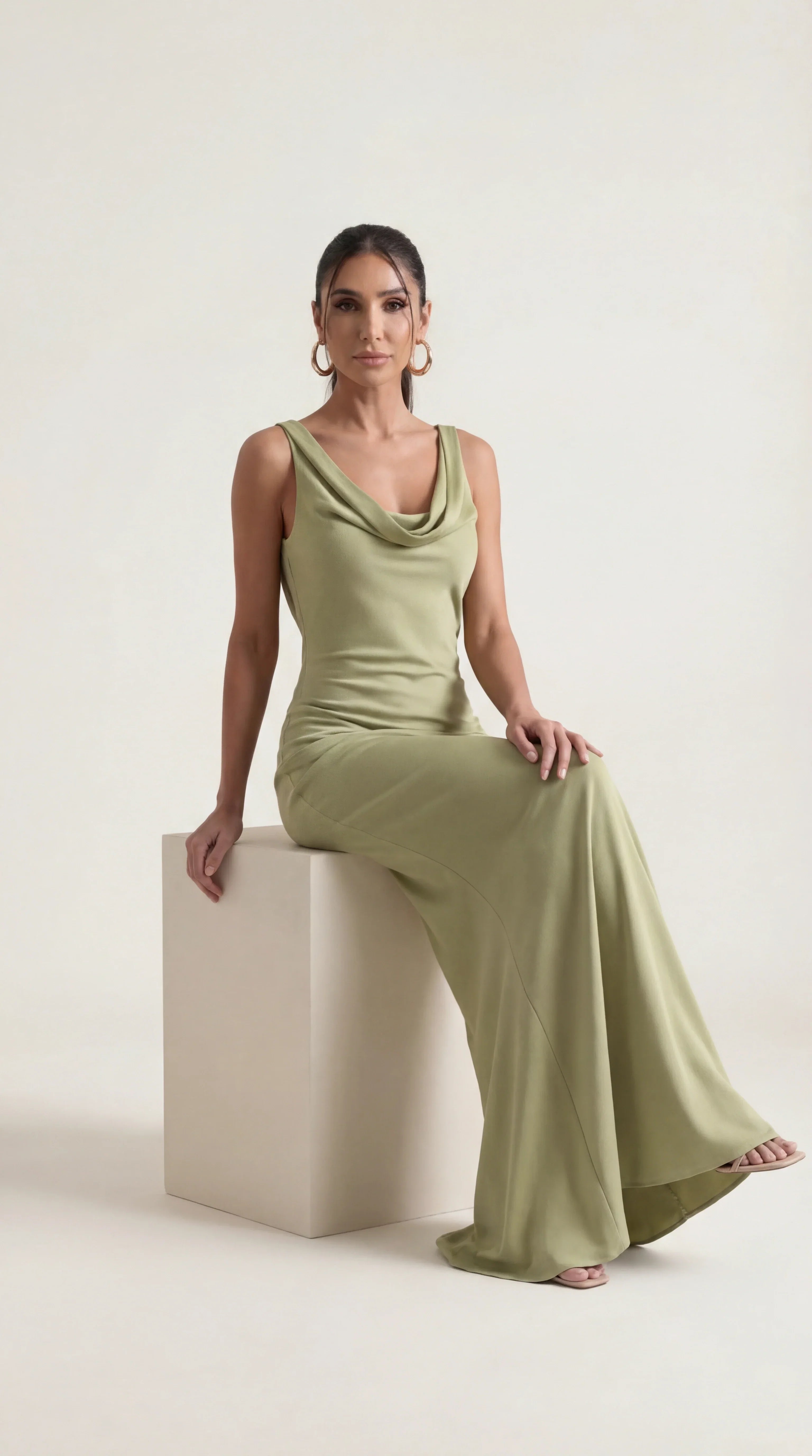 Nora | Elegant Backless Sophisticated Satin Halter Maxi Dress