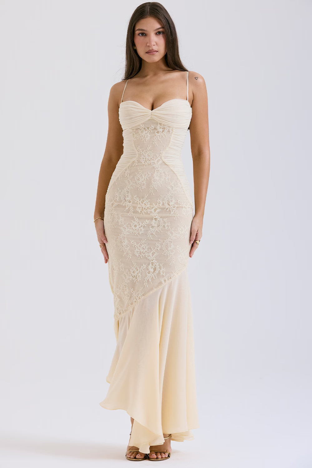 Hana | Fluid Sculpted Bodice Ethereal Vanilla Maxi Dress