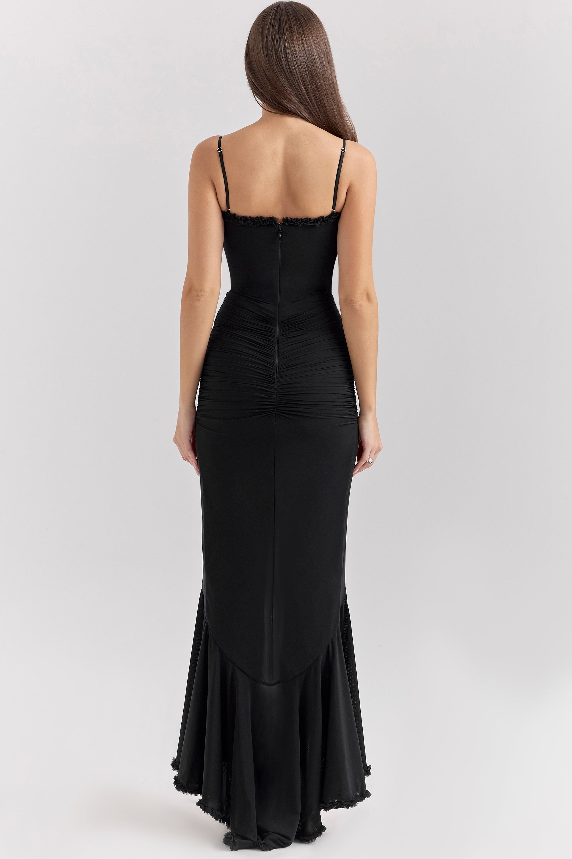 Mona | Cascading Ruffle Sweetheart Ruched Maxi Dress