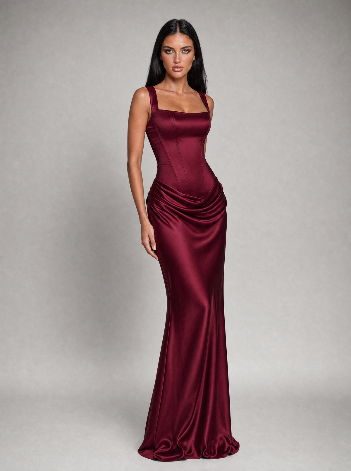 Nina wine maxi dress - front