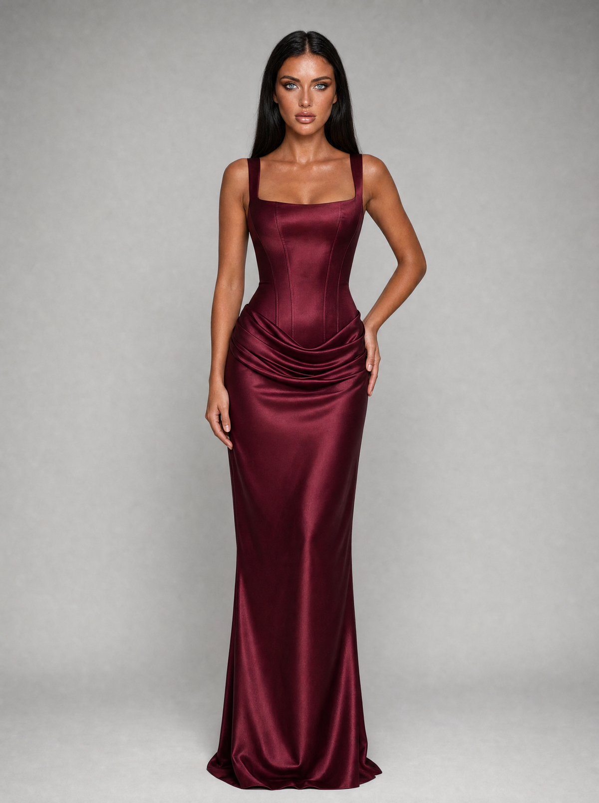 Nina wine maxi dress - side