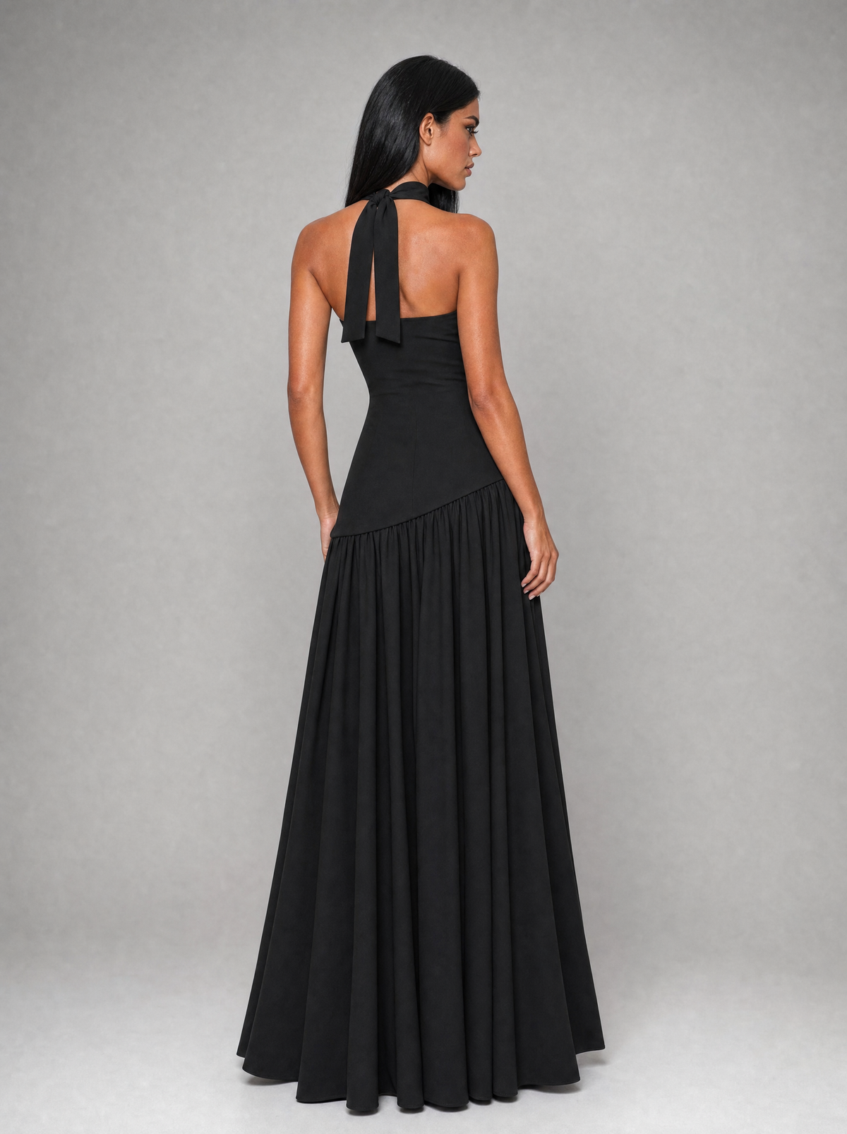 Donna maxi dress - back view with neck scarf