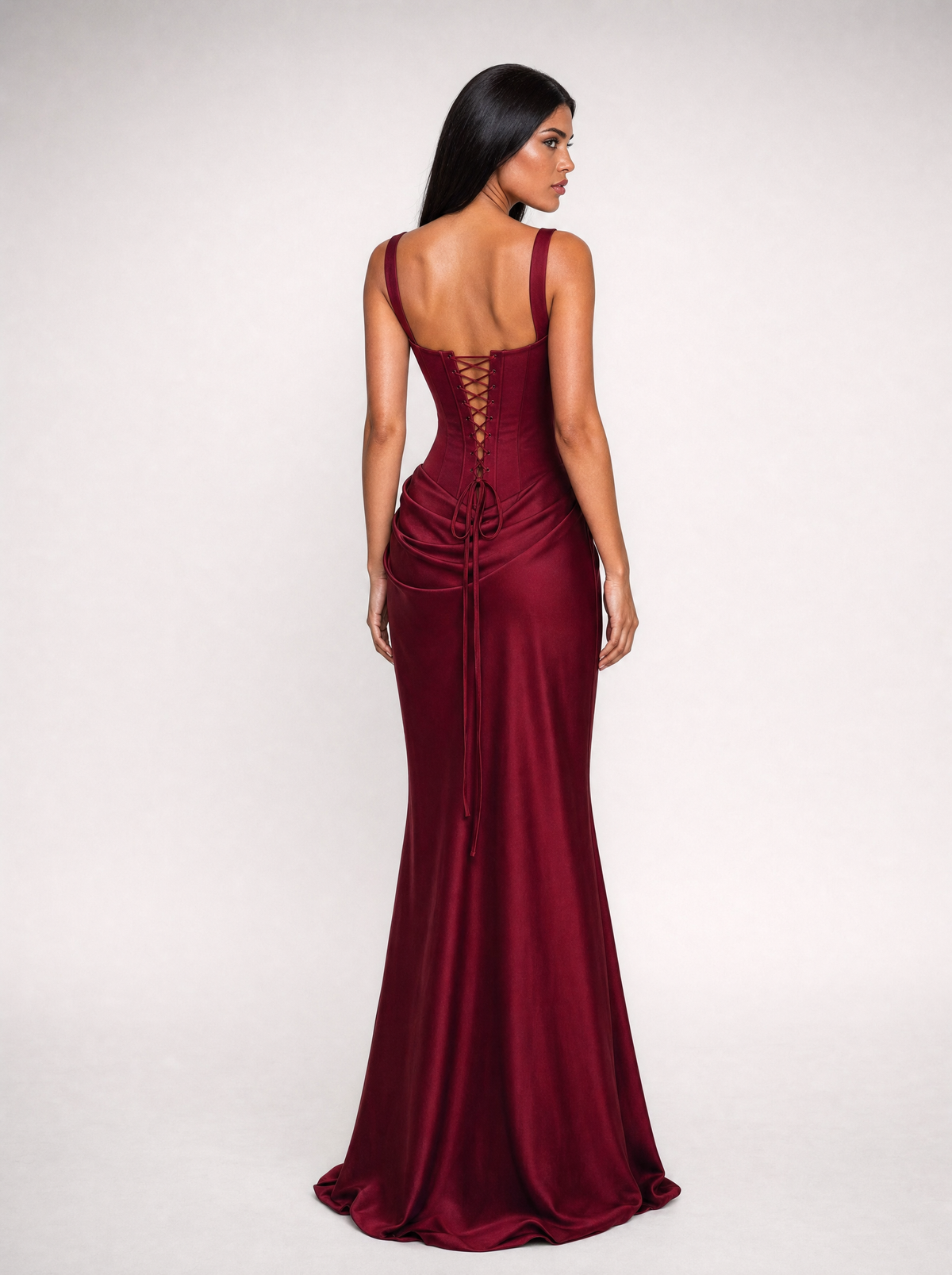 Nina wine maxi dress - lace-up back
