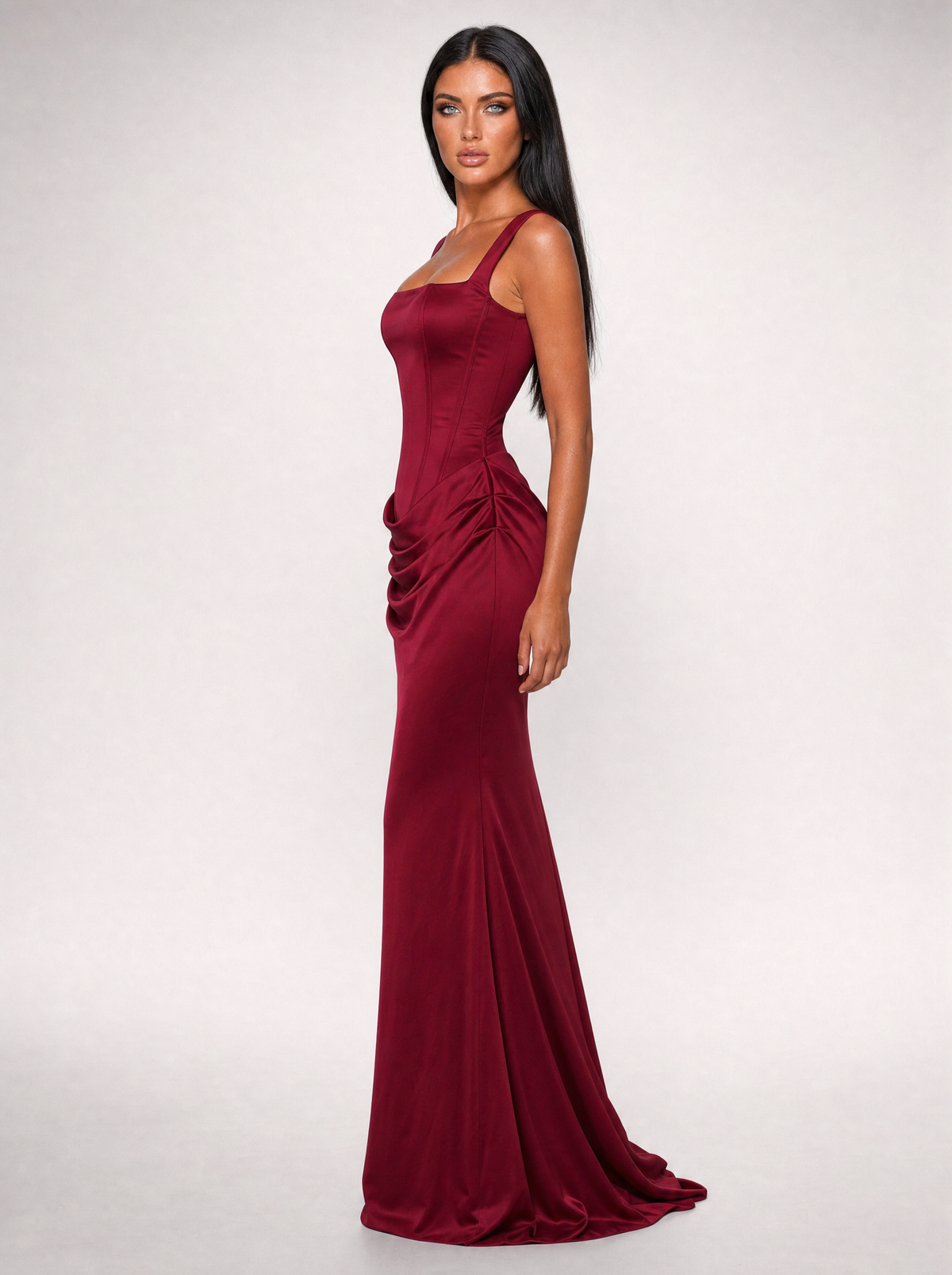 Nina wine maxi dress - side