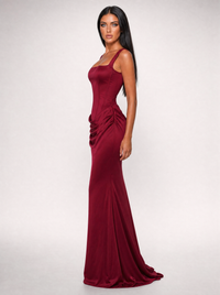 Nina wine maxi dress - side