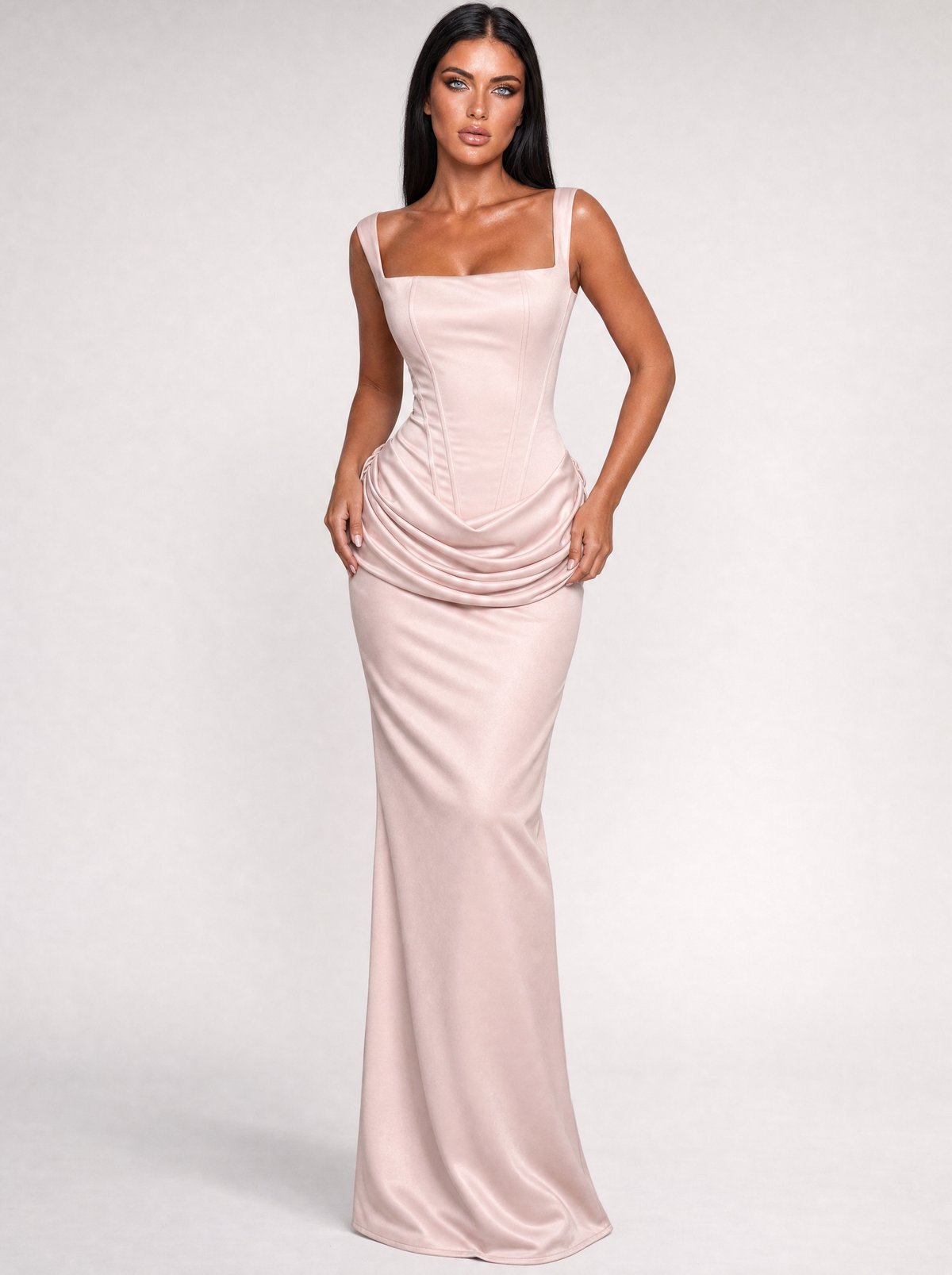 Nina blush maxi dress - three-quarter