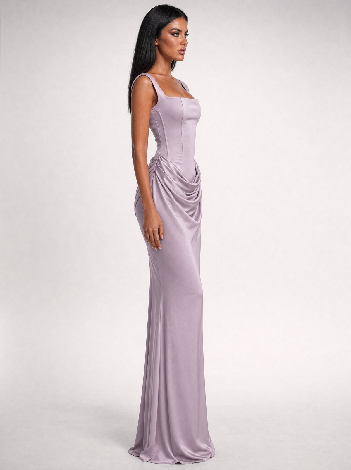 Nina lilac maxi dress - side