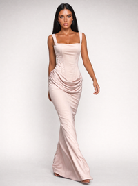 Nina blush maxi dress - walking