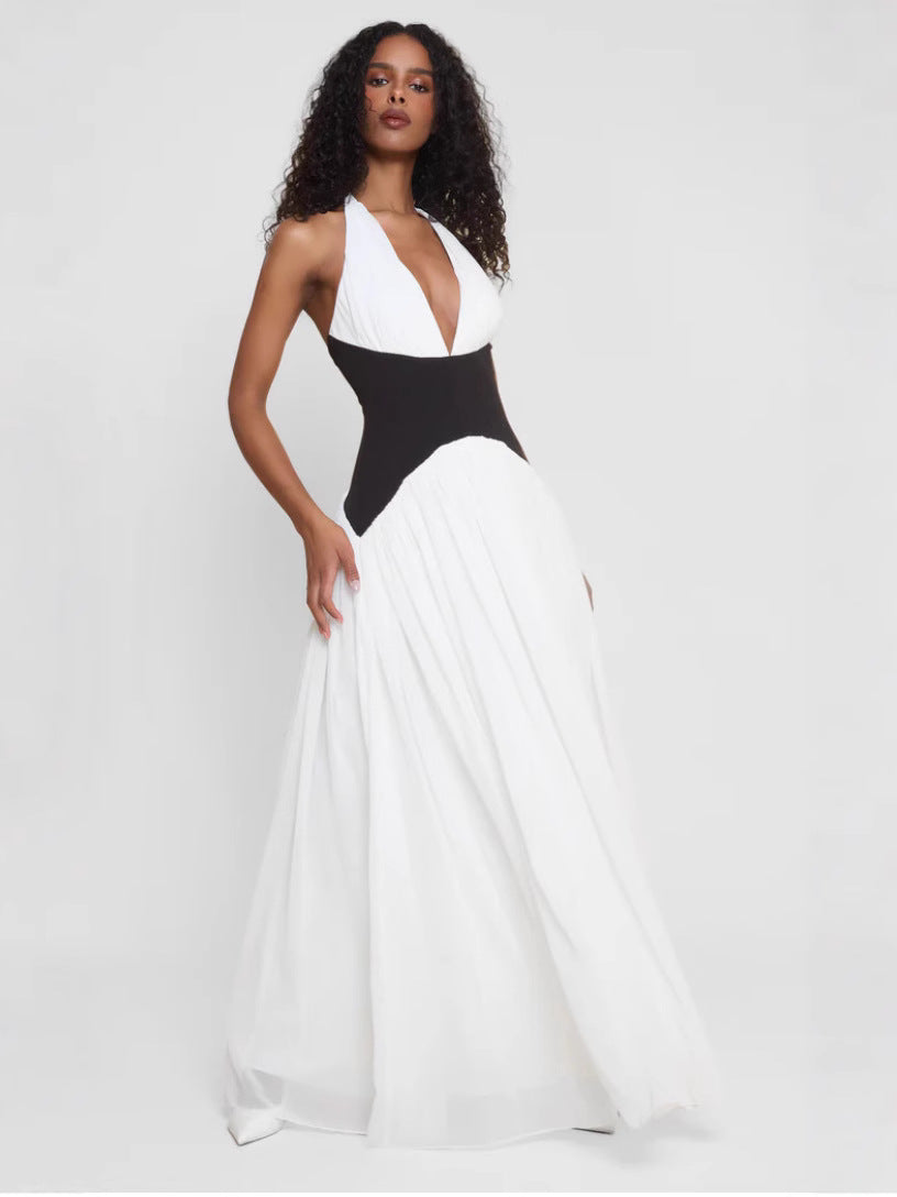Leia | Sculpting Corset Waist Plunge Halterneck Maxi Dress