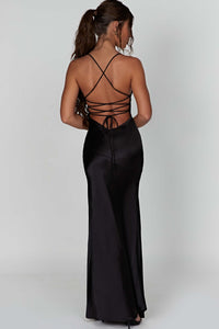 Alexia | Bias-Cut Plunging Satin Maxi Dress