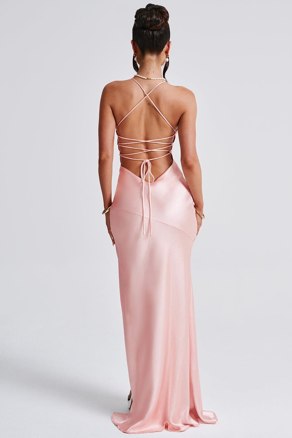 Alexia | Bias-Cut Plunging Satin Maxi Dress