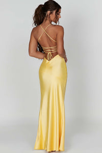 Alexia | Bias-Cut Plunging Satin Maxi Dress