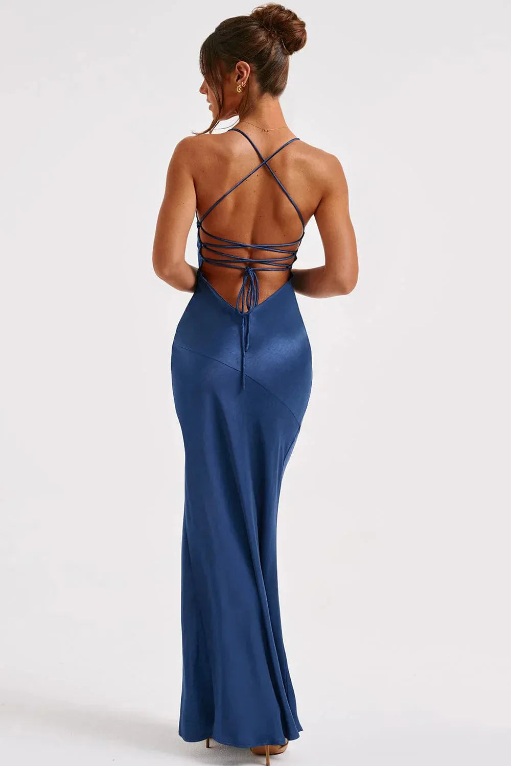 Alexia | Bias-Cut Plunging Satin Maxi Dress