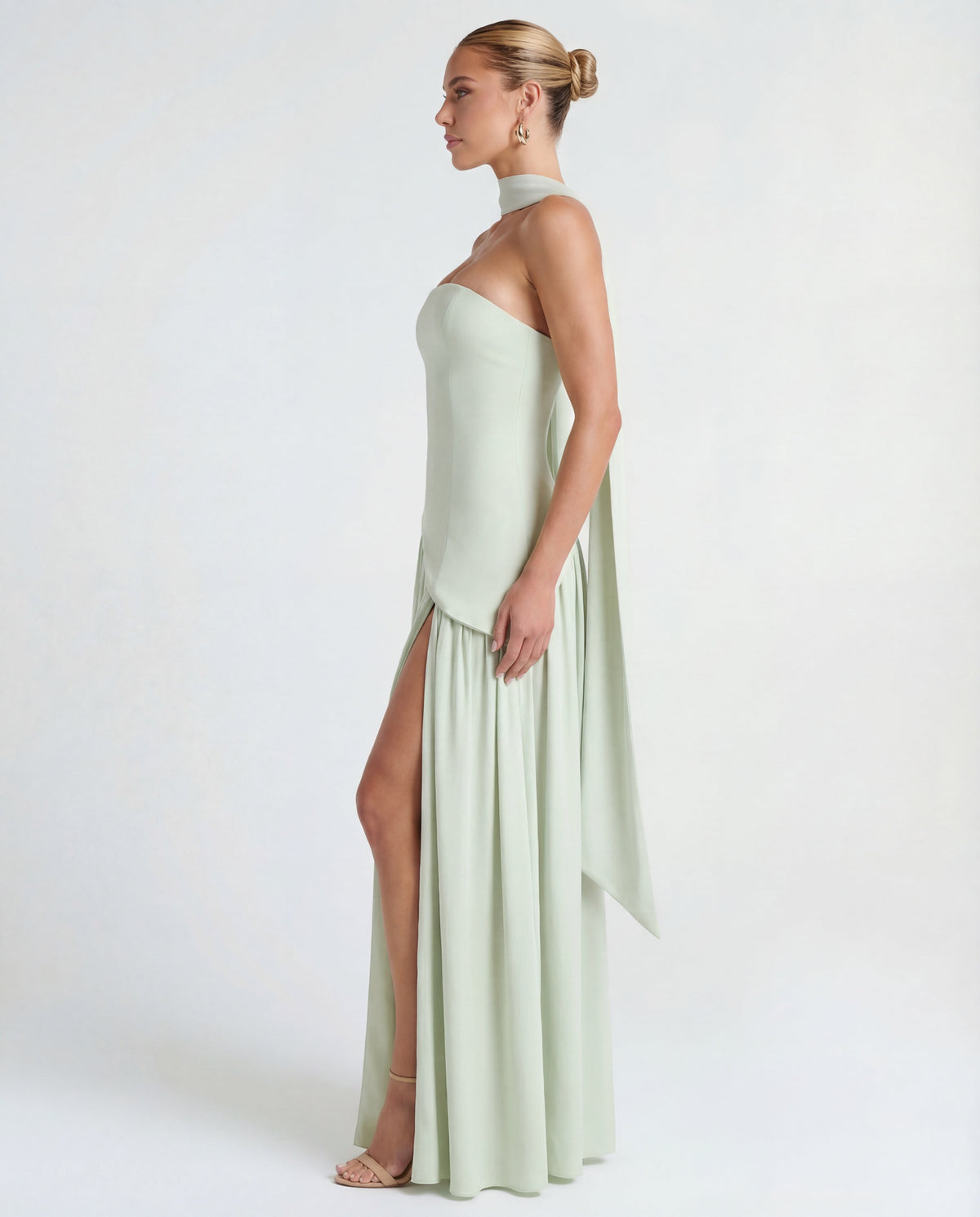 Aveline | Strapless Maxi Dress Thigh-High Split