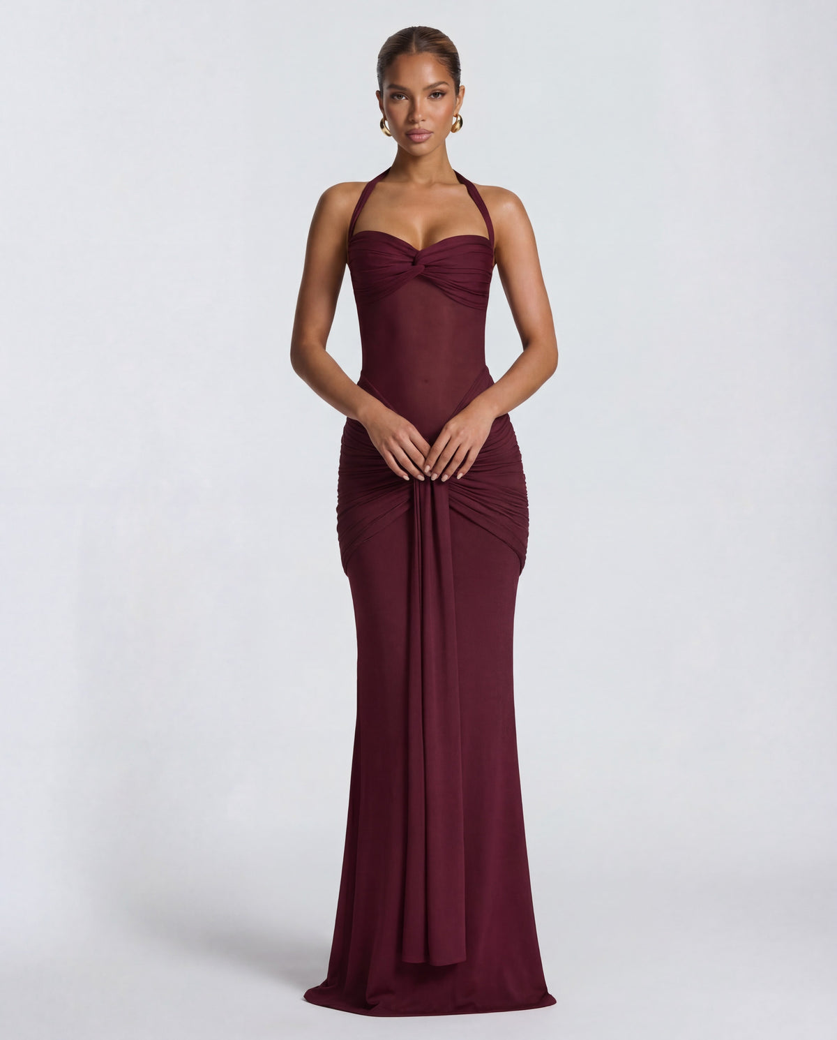 Valentina | Twisted Bust Sheer Mesh Maxi Dress