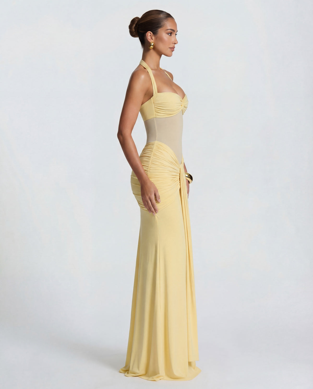 Valentina | Twisted Bust Sheer Mesh Maxi Dress