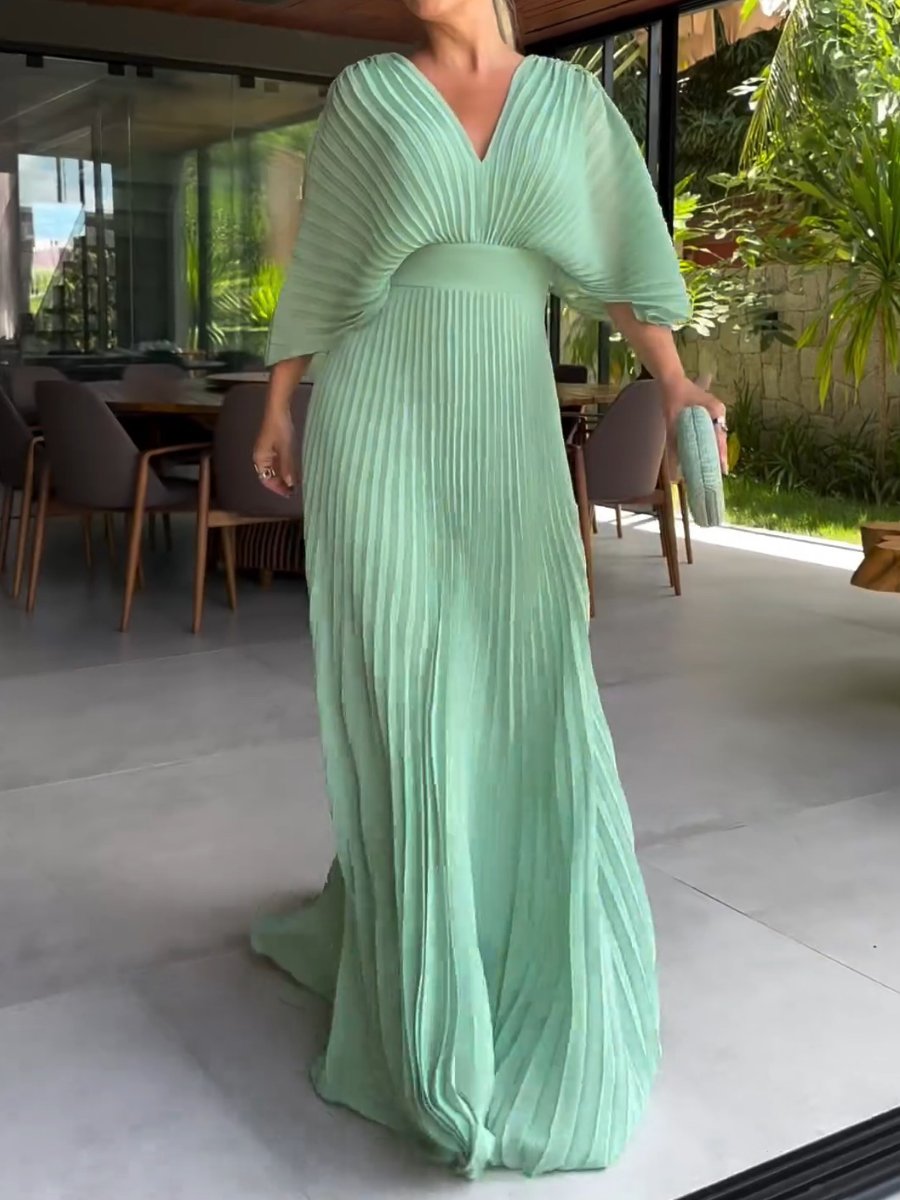 Maddy | Sophisticated Summer Vibrant Pleated Maxi Dress