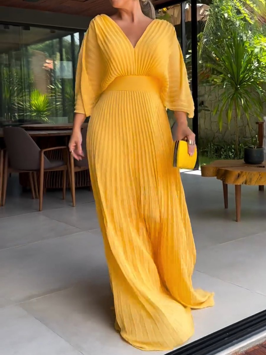 Maddy | Sophisticated Summer Vibrant Pleated Maxi Dress