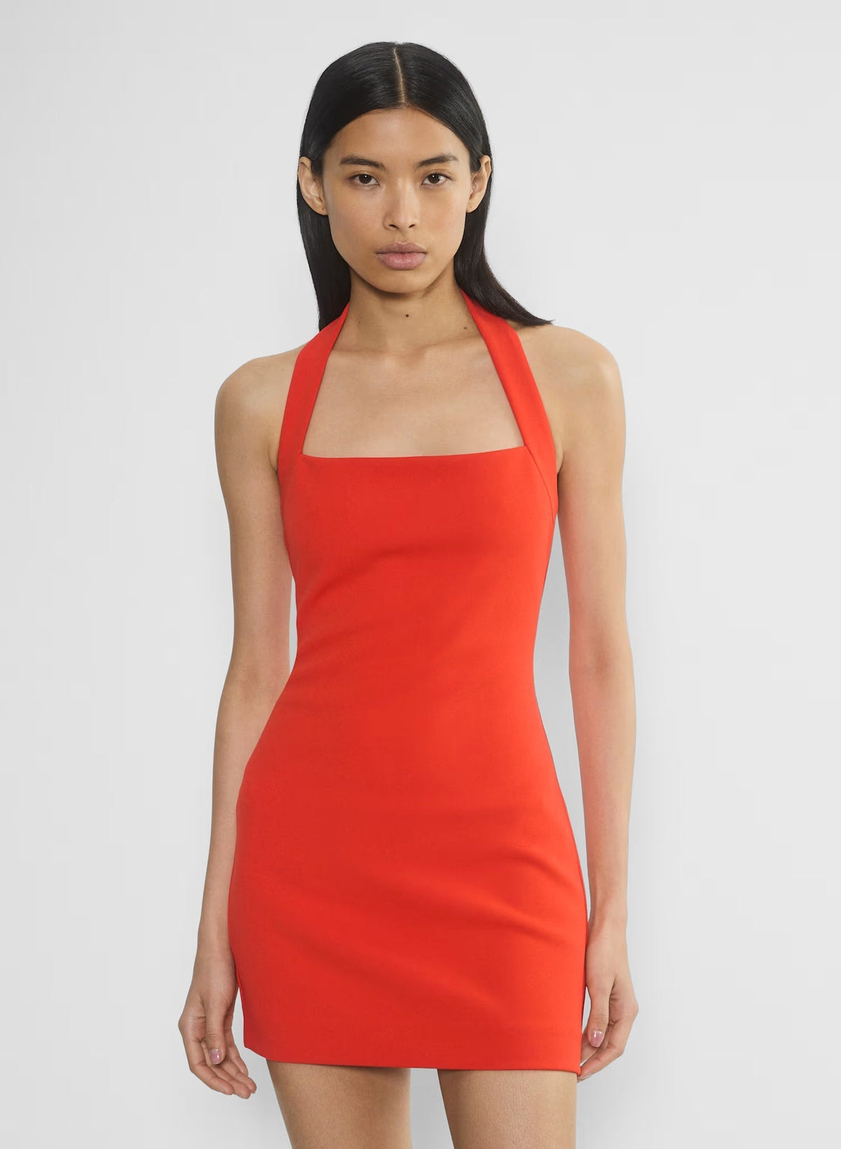 Colleen | Sleek Straight Neckline Tailored Structured Mini Dress