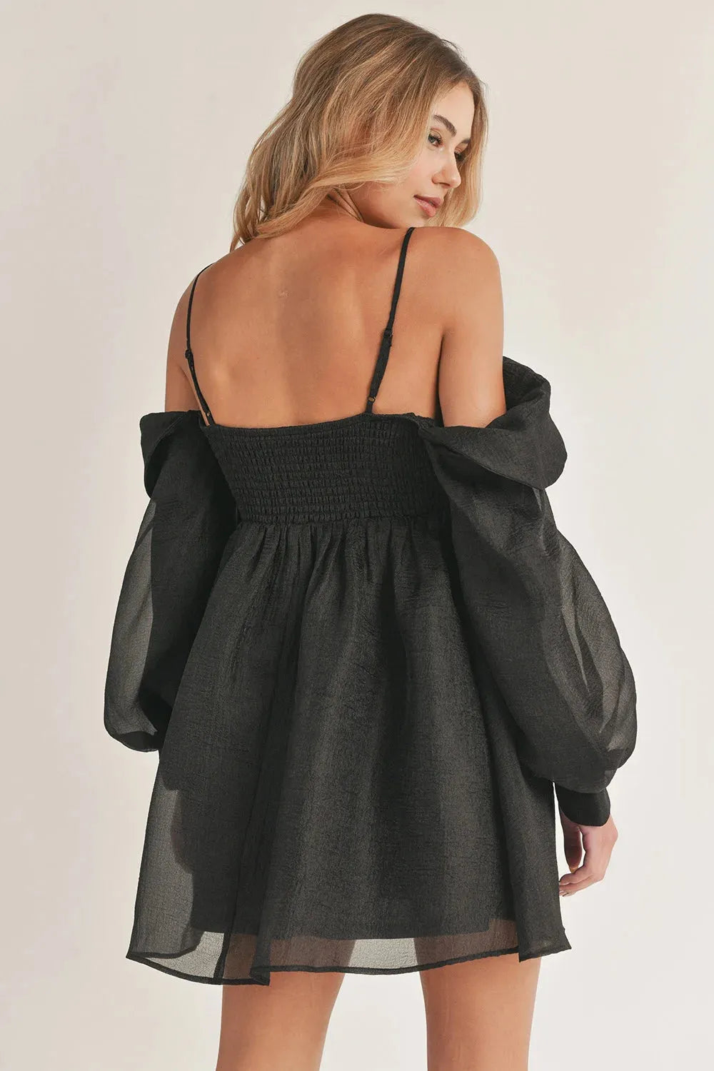 Desiree | Bubble Long Sleeve Off-Shoulder Mini Dress