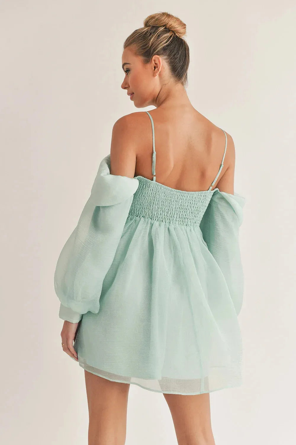 Desiree | Bubble Long Sleeve Off-Shoulder Mini Dress