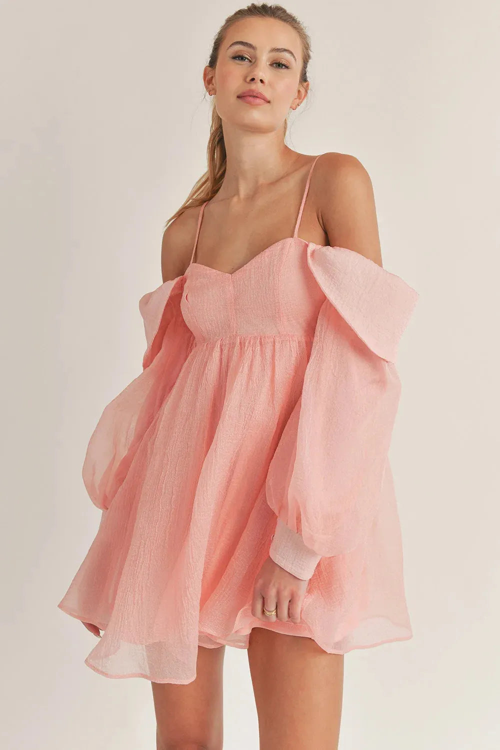 Desiree | Bubble Long Sleeve Off-Shoulder Mini Dress