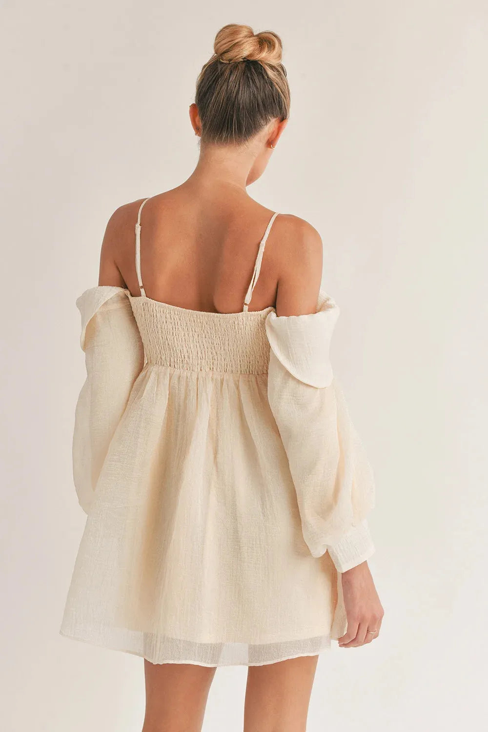 Desiree | Bubble Long Sleeve Off-Shoulder Mini Dress