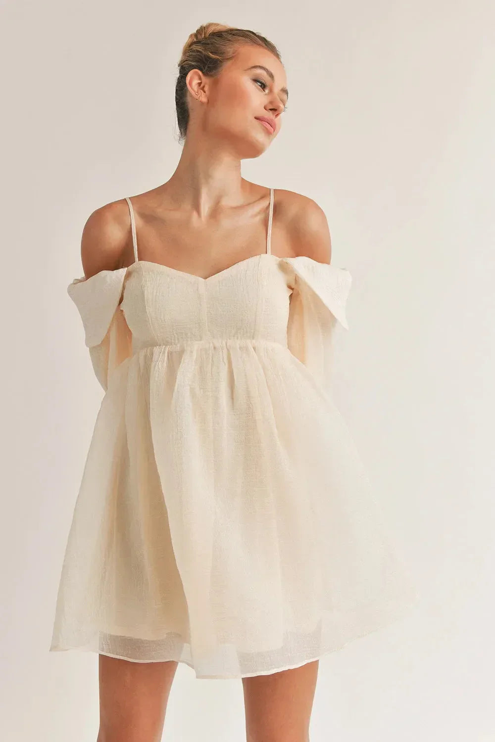 Desiree | Bubble Long Sleeve Off-Shoulder Mini Dress